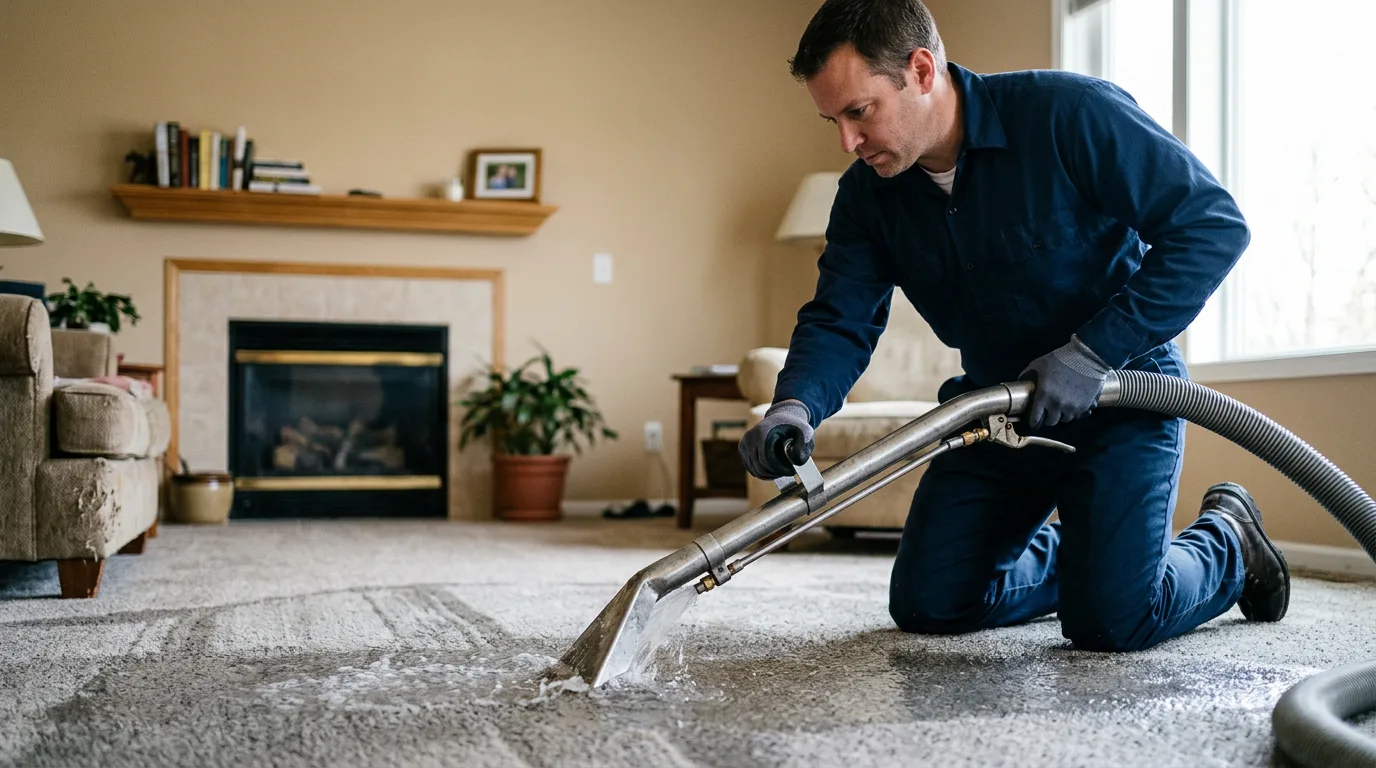 Water damage restoration technician working near Erick, OK